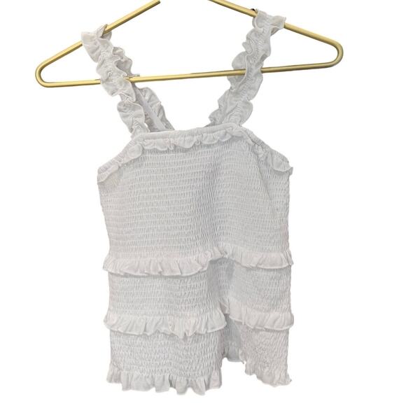 Crave Fame White Tank Top Ruffle Straps Smocked Bodice XS NWT - Picture 2 of 11